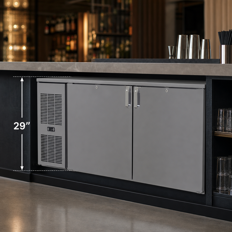 Product image #4 for Glastender C1FL60 Front-Serviced Low Profile Back Bar Cooler, 60 Inch Wide, Two-Section, Self-Contained