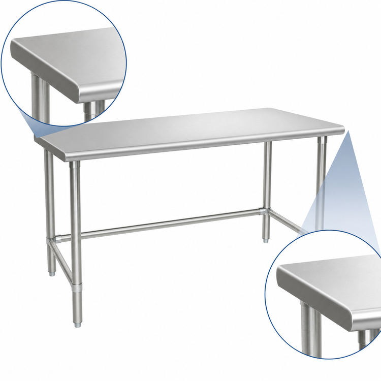 Product image #4 for Eagle Group Budget Series 144-Inch x 30-Inch Flat Top Stainless Steel Work Table with Tubular Base