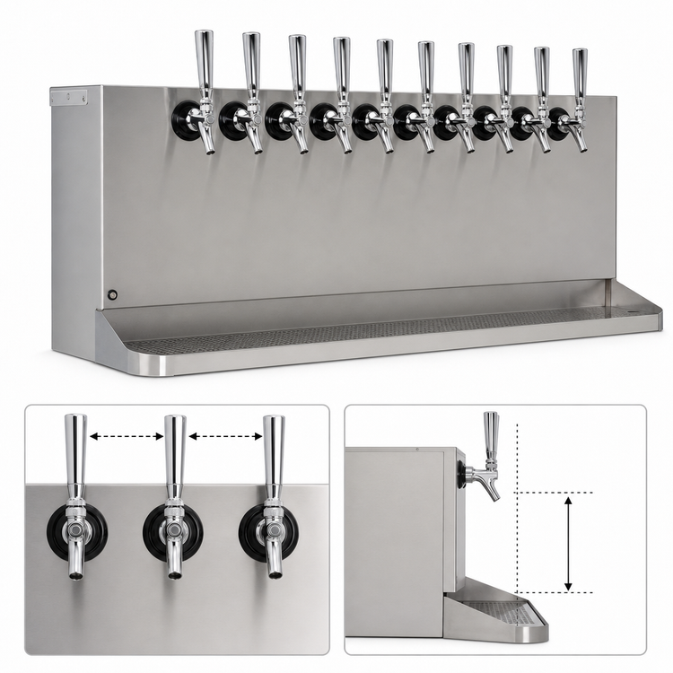 Product image #4 for Micro Matic 40-Inch Wide 10-Faucet Underbar Glycol-Cooled Draft Beer Dispenser with Drip Tray