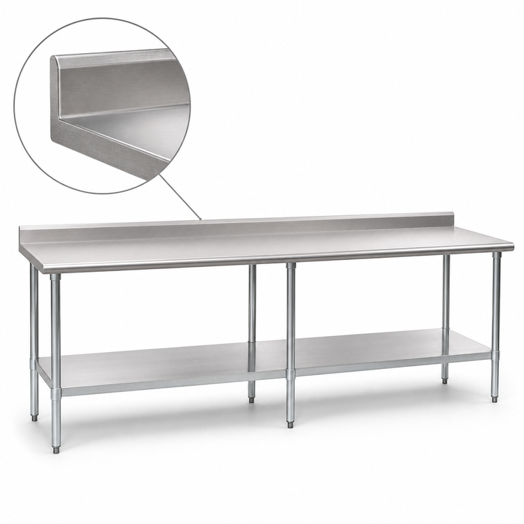 Product image #4 for Eagle Group Deluxe Series 108"W x 36"D Stainless Steel Work Table with Rear Upturn and Adjustable Undershelf