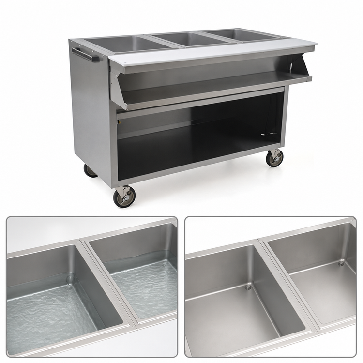 Product image #4 for Spec-Master Mobile Sealed Well Electric Hot Food Table with (2) 12" x 20" Wells, 208V