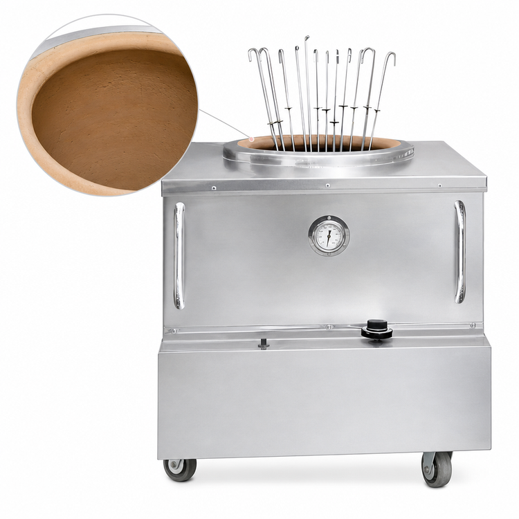 Product image #4 for Omcan Stainless Steel Natural Gas Tandoor Clay Oven, 32 x 32 x 36 Inches, 56,000 BTU
