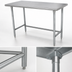 Thumbnail image #4 for Advance Tabco 84-Inch x 30-Inch 16-Gauge 430 Stainless Steel Top Open Base Work Table with Galvanized Legs