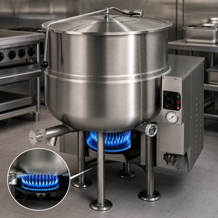 Product image #4 for Cleveland Range KGL-80 80-Gallon Gas-Fired Stationary 2/3 Steam-Jacketed Kettle