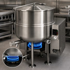 Thumbnail image #4 for Cleveland Range KGL80 80-Gallon Natural Gas Stationary 2/3 Steam-Jacketed Kettle, Self-Contained, 316 Stainless Steel Interior