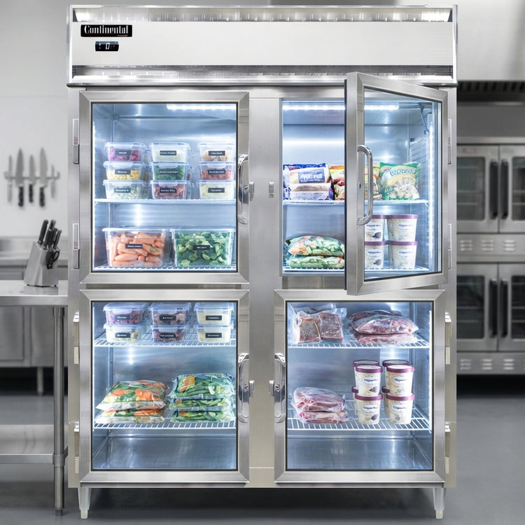 Product image #3 for Continental Refrigerator D2FENSSGDHD Designer Line Wide Two-Section Reach-in Freezer with Half-Height Glass Doors