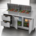 Thumbnail image #5 for Beverage-Air 72-Inch Three-Section Mega Top Refrigerated Sandwich Prep Table with 24-Pan Rail, 2 Drawers, and 2 Doors