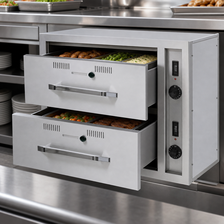 Product image #4 for RedHots Built-In Narrow Width 2-Drawer Stainless Steel Drawer Warmer, 120V