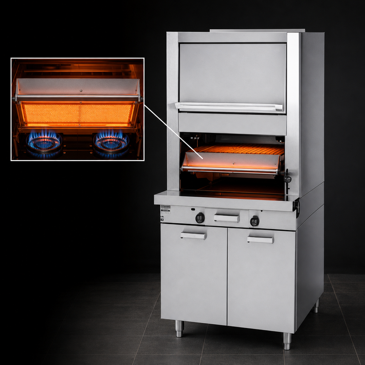 Product image #4 for Garland Master Series M60XR Range-Match Upright Gas Ceramic Broiler with Upper Finishing Oven and Standard Oven Base