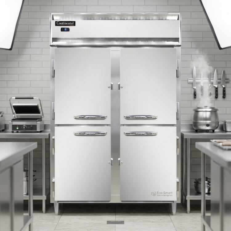 Product image #3 for Continental Refrigerator Designer Line Two-Section Shallow Depth Reach-In Freezer with Half-Height Solid Doors