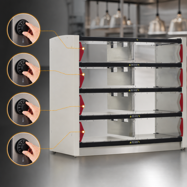 Product image #5 for Metro2Go 8-Compartment Pass-Thru Order Hot Station with Sliding Polycarbonate Doors, 120V