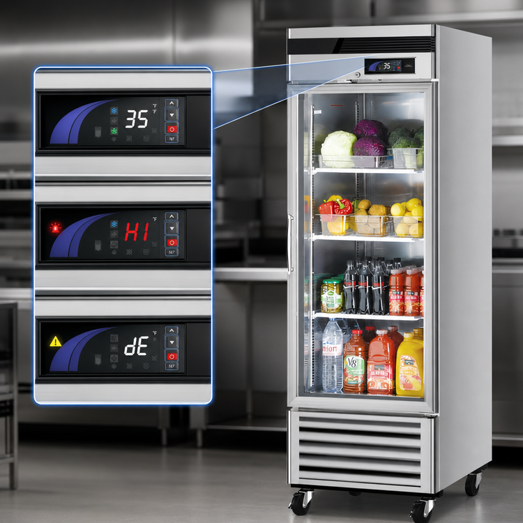 Product image #4 for Turbo Air Super Deluxe 20 Cu. Ft. One-Section Glass Door Reach-In Refrigerator, Bottom Mount Compressor