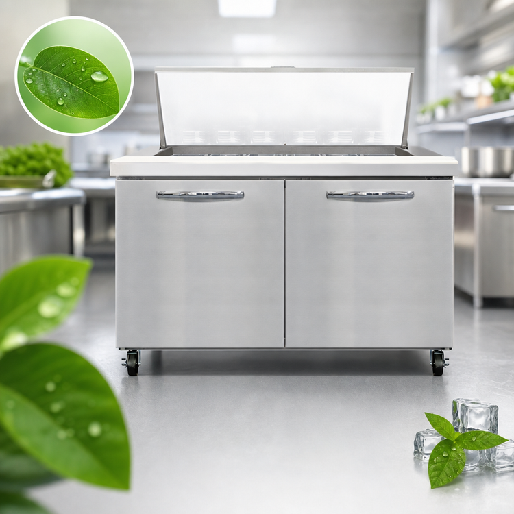 Product image #4 for Continental Refrigerator SW48N18M 48" Mighty Top Two-Section Sandwich Prep Refrigerator with Solid Doors