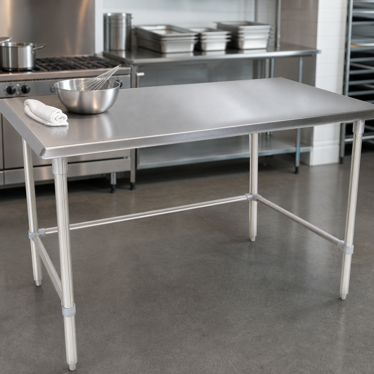 Product image #4 for John Boos Stallion 84"W x 36"D 14-Gauge Stainless Steel Top Work Table with Galvanized Base