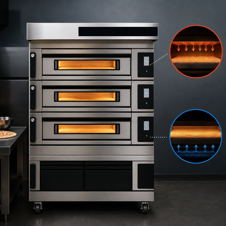 Product image #4 for Moretti Forni S100E Series 3-Deck Electric Pizza Deck Oven with Refractory Stone Decks