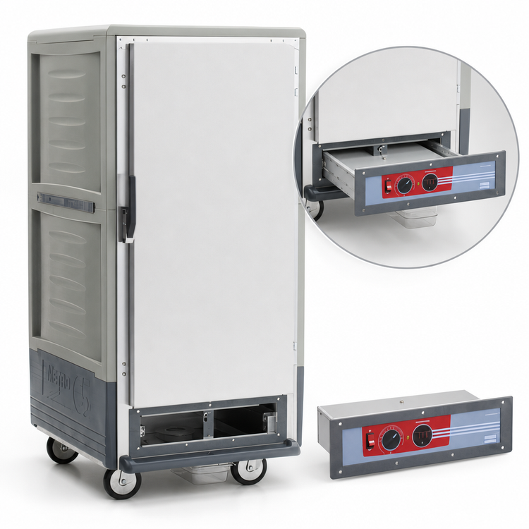 Product image #4 for Metro C5 3 Series Mobile 3/4 Height Heated Holding Cabinet with Solid Door, Gray Insulation Armour, 120V