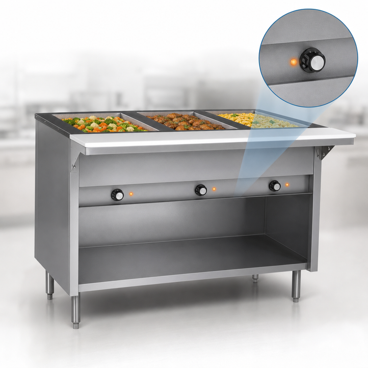 Product image #4 for Spec-Master HT4CB-240 Electric 4-Well Hot Food Table with Enclosed Base