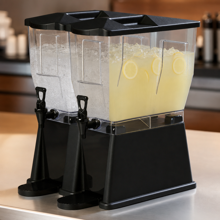 Product image #5 for Trimline Premium 6-Gallon Rectangular Double-Bowl Drink Dispenser, Clear Polycarbonate with Black Base