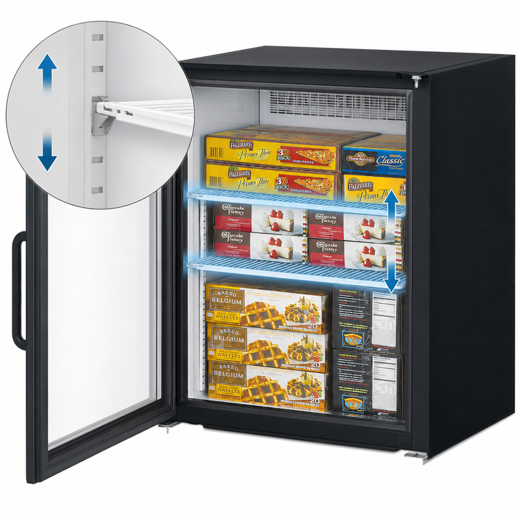 Product image #5 for Turbo Air Super Deluxe Countertop Glass Door Merchandiser Freezer, 4.26 Cu. Ft., Self-Contained, Rear-Mounted