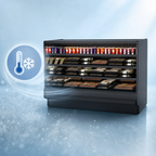 Thumbnail image #4 for Structural Concepts Fusion® GHSSV452RLB Refrigerated Self-Service Countertop Display Case, Open Flat, Black, Remote DX, 3 Solid Shelves