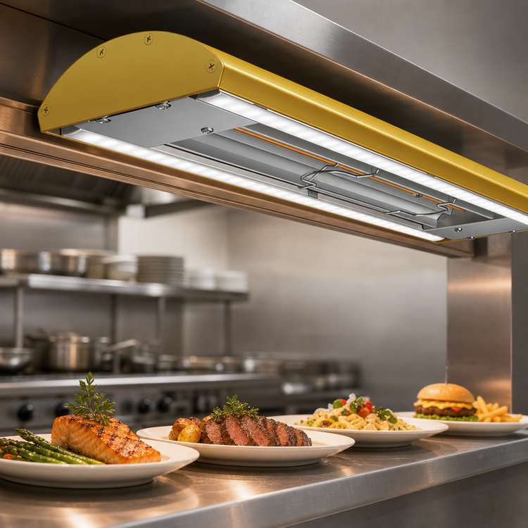 Product image #4 for Hatco Glo-Ray Curved Infrared Strip Heater with Dual LED Lights, 66 Inch, 1177 Watts