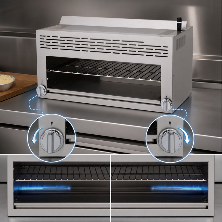 Product image #4 for Migali Competitor Series 36-Inch Countertop Liquid Propane Cheese Melter, 43,000 BTU, Stainless Steel