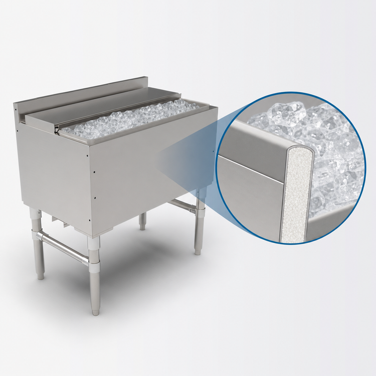 Product image #4 for John Boos Slim-Line 30-Inch Underbar Ice Bin/Cocktail Unit with 7-Circuit Cold Plate