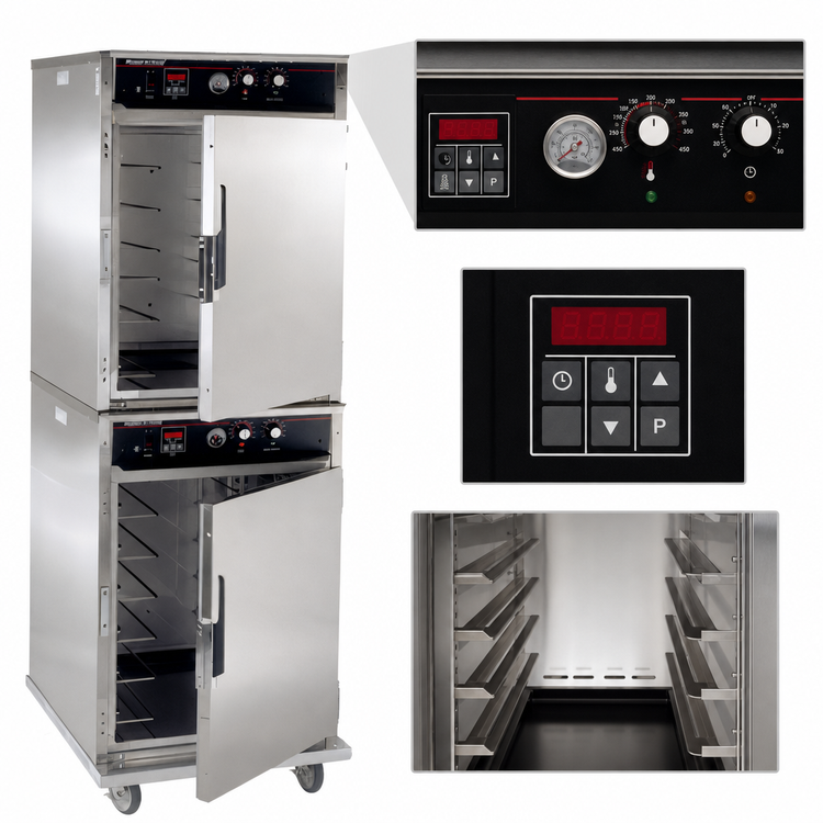 Product image #4 for Cres Cor Roast-N-Hold Mobile Stacked Half-Size Convection Cook and Hold Oven with Programmable LED Controls, 208V