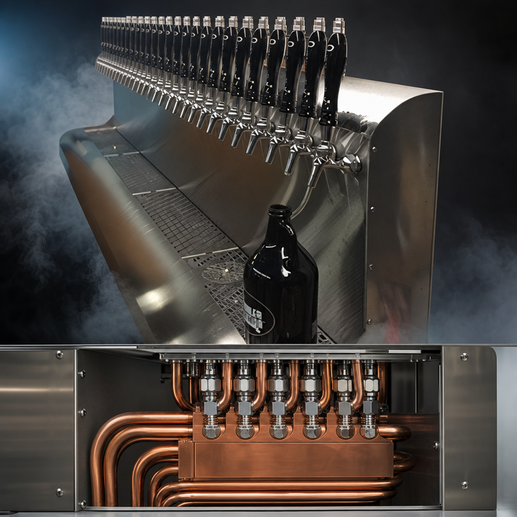 Product image #4 for Perlick 4076BK18 18-Faucet Modular Wall-Mount Glycol-Cooled Draft Beer Dispensing Tower