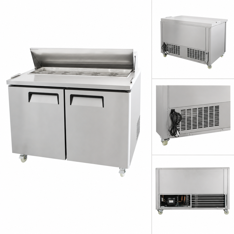 Product image #4 for Atosa MSF8302GR Two-Section Sandwich/Salad Prep Table Refrigerator, 48-1/5-Inch Wide, 13.4 Cu. Ft.