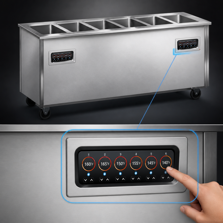 Product image #4 for Vollrath 4-Series Signature Server 6-Well Hot Food Serving Counter with Enclosed Base and Stainless Steel Top, 88 Inch x 28 Inch, 34-Inch High