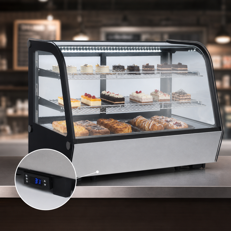 Product image #4 for Full-Service Countertop Refrigerated Display Case, 34-Inch, 5.65 Cu. Ft., Curved Glass Front, Sliding Rear Doors