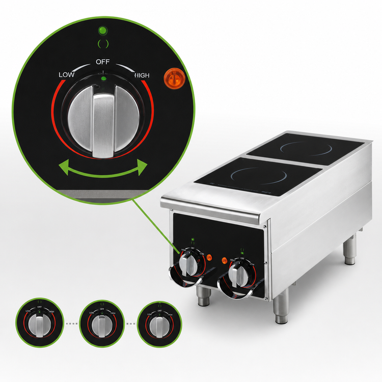 Product image #4 for Vollrath Cayenne Heavy-Duty Dual Hob Countertop Induction Range, Manual Control, 208-240V