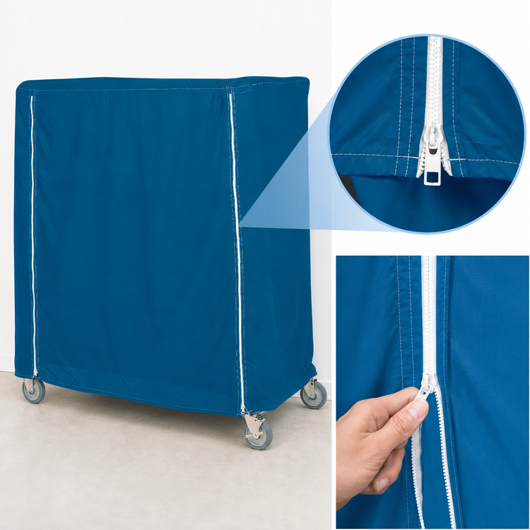 Product image #4 for Metro Mariner Blue Uncoated Denier Nylon Banquet Cart Cover, 60 x 21 x 62 Inches