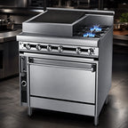 Thumbnail image #4 for Jade Range (Middleby) Titan JTRH-18B-2-36C 36-Inch Heavy-Duty Gas Range, 2 Open Burners, 18-Inch Charbroiler & Convection Oven