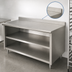Thumbnail image #4 for Advance Tabco Special Value Economy Open Base Work Table with Mid-Shelf, 48 x 30 Inches, 5 Inch Backsplash