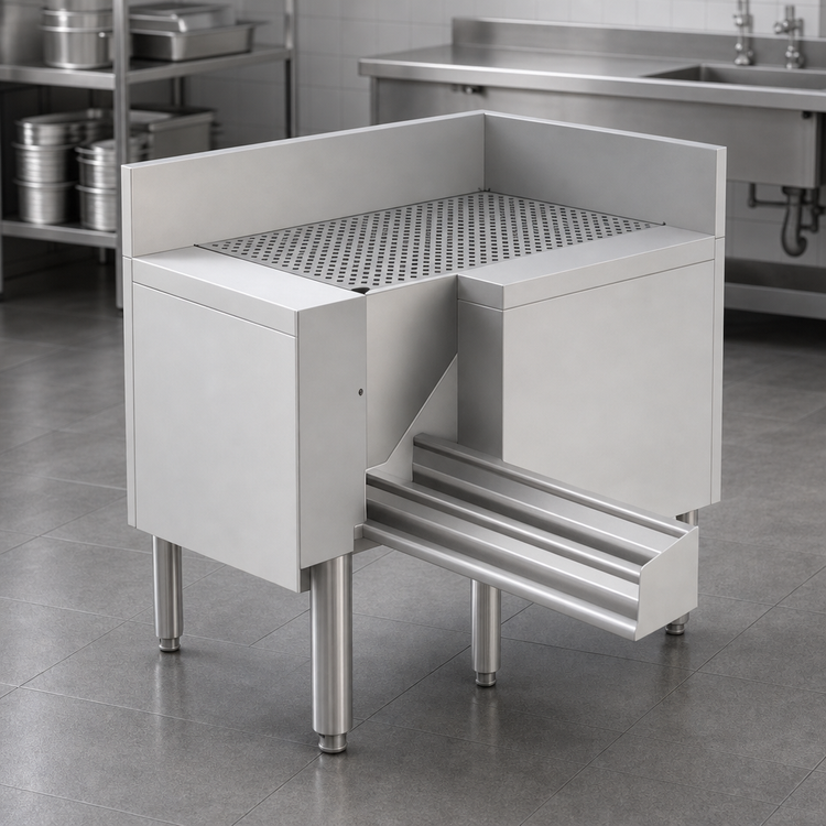 Product image #4 for Advance Tabco Prestige 90° Freestanding Corner Drainboard Filler, 25 x 30 Inches, 7-Inch Backsplash