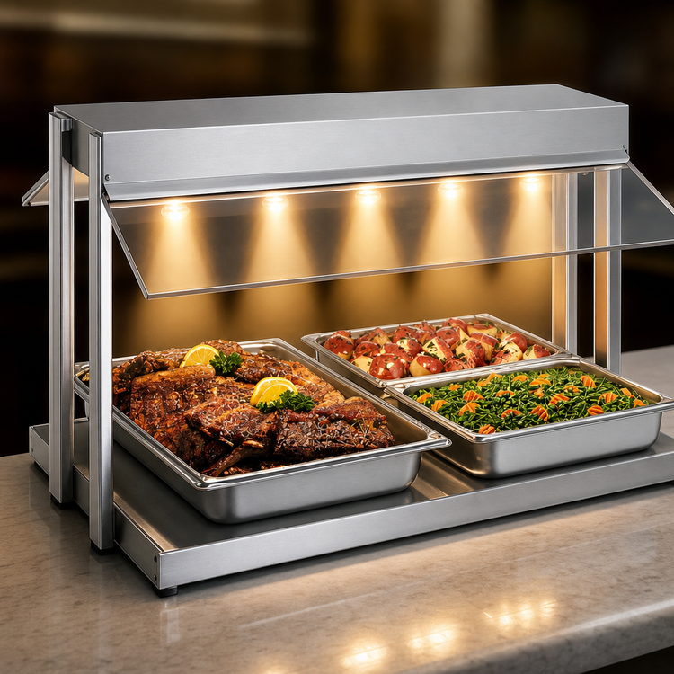 Product image #4 for Hatco Glo-Ray 72-Inch Countertop Buffet Warmer with Heated Base and Sneeze Guards