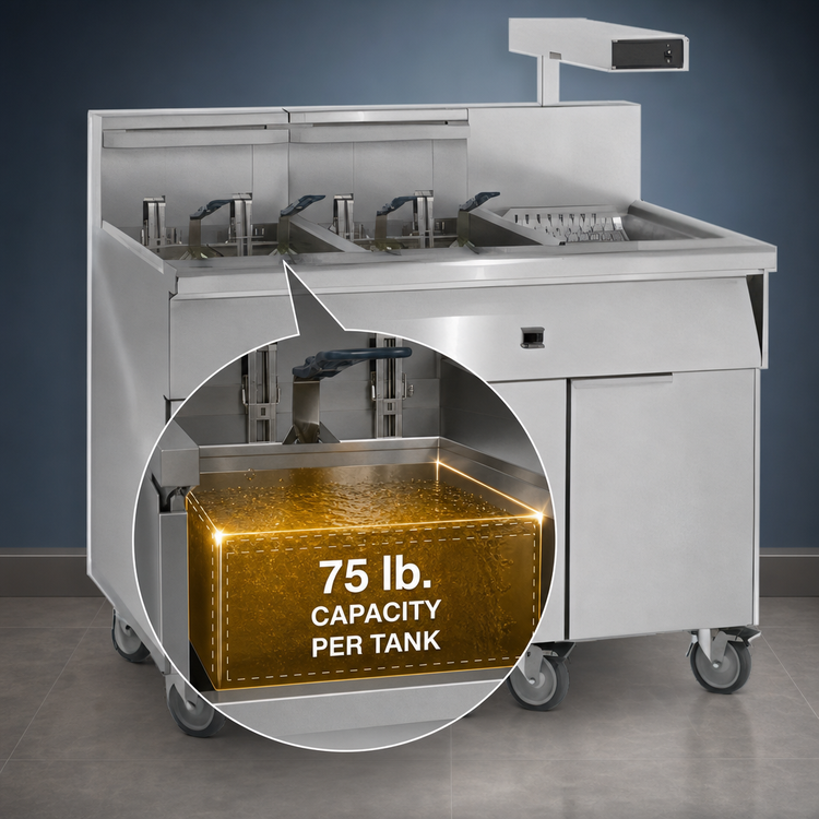 Product image #4 for Imperial IFSCB575ET Electric Floor Model 5-Tank Fryer with Built-In Filter System, 75 lb. per Tank
