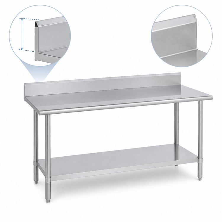 Product image #4 for Duke 144-Inch Long x 30-Inch Deep Stainless Steel Work Table with 5-Inch Riser and Undershelf