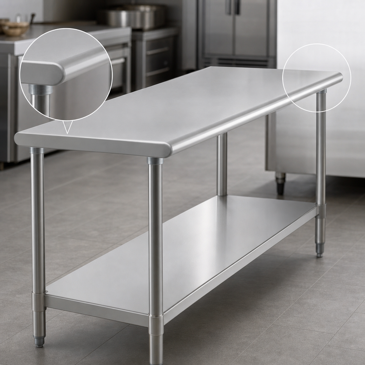 Product image #4 for Eagle Group Budget Series 84 Inch x 36 Inch 430 Stainless Steel Work Table with Adjustable Undershelf