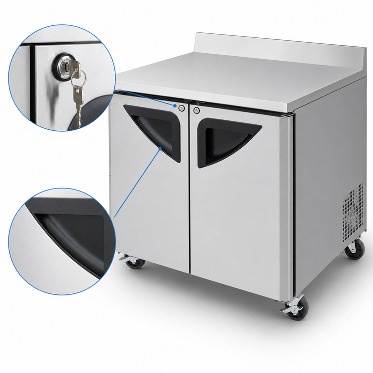 Product image #4 for Turbo Air Super Deluxe 36-Inch Two-Section Worktop Refrigerator with Self-Cleaning Condenser, 9.0 Cu. Ft., Stainless Steel, 115V