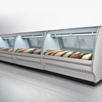 Thumbnail image #4 for Howard-McCray 40E Series SC-CFS40E-8C-S-LED 99.5-Inch Self-Contained Curved Glass Fish & Poultry Refrigerated Service Case, Stainless Steel, LED
