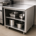 Thumbnail image #4 for Advance Tabco 96-Inch x 30-Inch Open Front Cabinet Base Work Table with Mid-Shelf, 14 Gauge 304 Stainless Steel Top