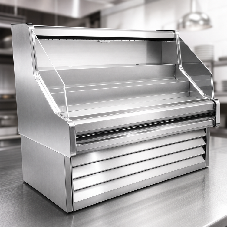 Product image #4 for Howard-McCray Ovation Series 39-Inch Remote Open Merchandiser with Straight Plexi, Stainless Steel, 44-Inch High