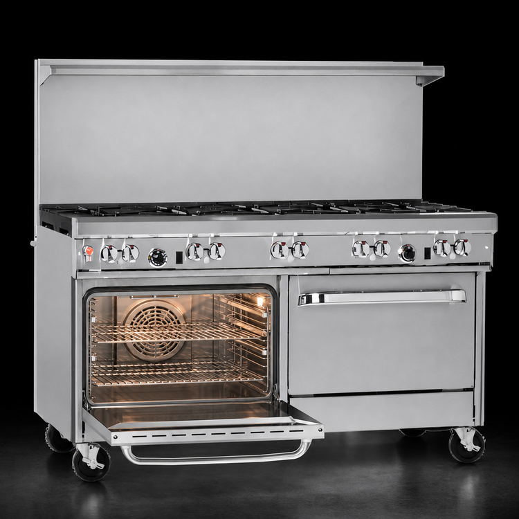 Product image #4 for Southbend Ultimate 60-Inch Gas Restaurant Range with 8 Open Burners, Convection Oven, and Cabinet Base