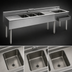 Thumbnail image #4 for Eagle Group 2200 Series 96-Inch Underbar Combination Sink Unit with 3 Bowls, Drainboards and Right Ice Bin
