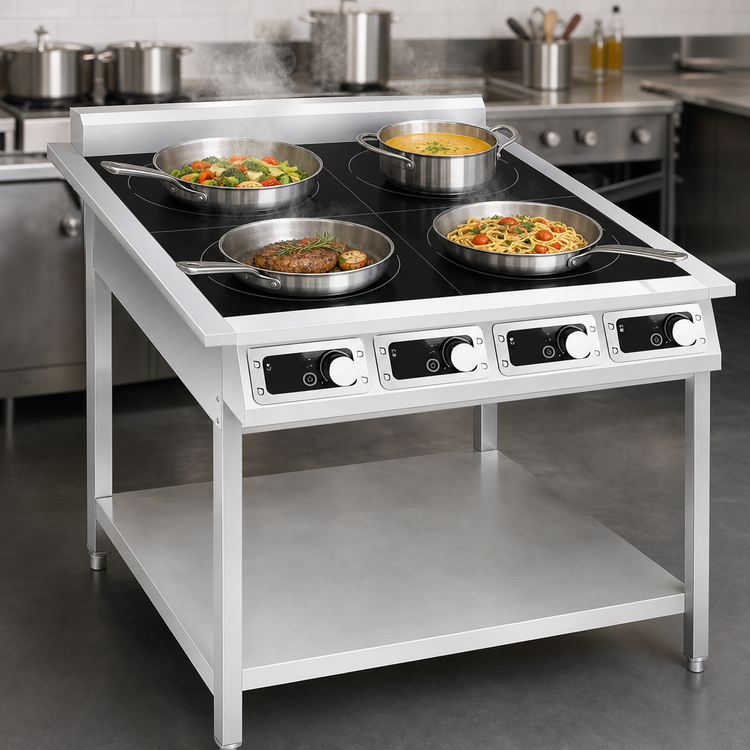 Product image #4 for Eurodib Commercial Four-Zone Induction Cooktop on Legs, 31.2-Inch, 240V, 1-Phase