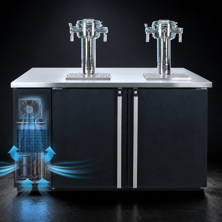 Product image #4 for Pro-Line E-Series Dual Temperature Wine Cooler Dispenser, 59-1/2 Inch Wide, Two-Section, Self-Contained Refrigeration