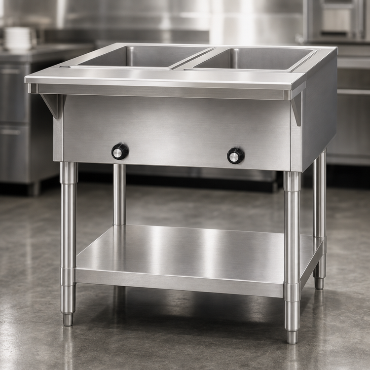 Product image #4 for Eagle Group Stainless Steel Electric Hot Food Table, Open Base, 33-Inch Wide, 2 Dry Wells, 208V Three-Phase (SDHT2-208-3)